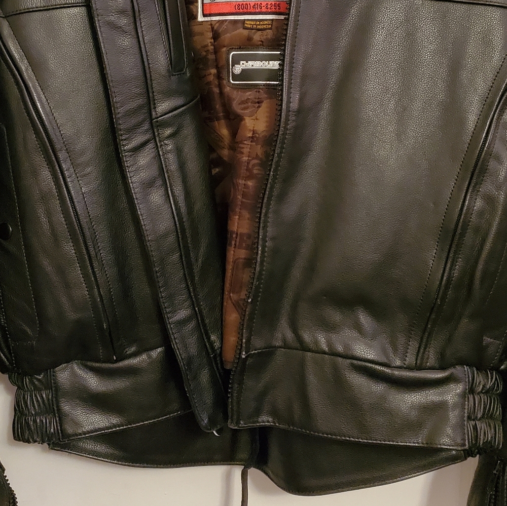 Firstgear thermoliner black leather motorcycle jacket XL - Picture 2 of 16